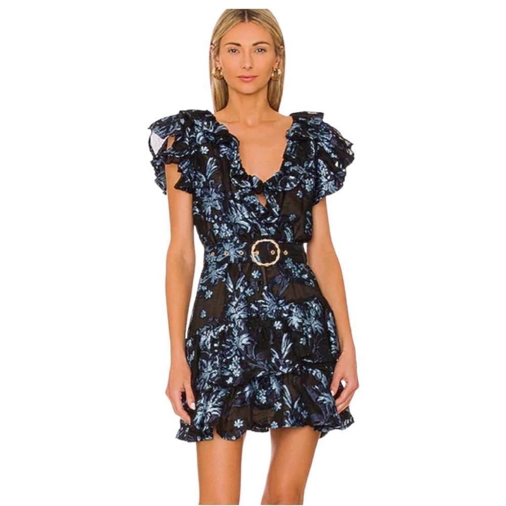 Elliatt Floral Ruffle Dress Black Floral dress